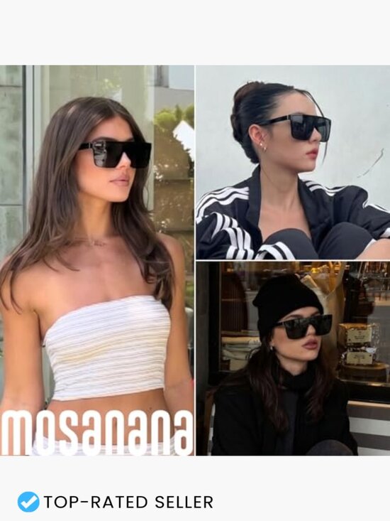 Polarized Oversized Square Sunglasses Trendy Flat Top Shield Shades UV400 main image 4
